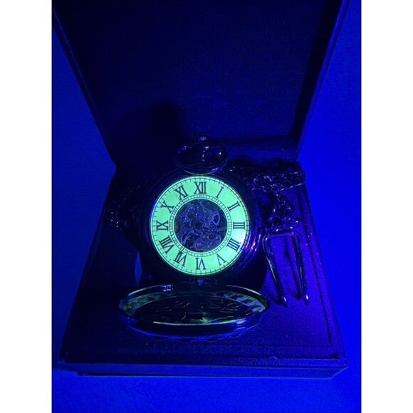 NEW In Box SEWOR Pocket Watch Mechanical Skeleton, Gold With Black Case - Picture 7 of 7